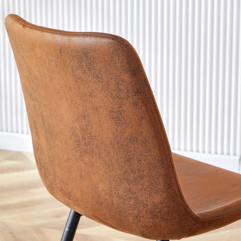 Suede Dining Chair with Curved Widened Cushion, Black Metal Legs, Armless Side Chair for Dining Room, Kitchens, Office