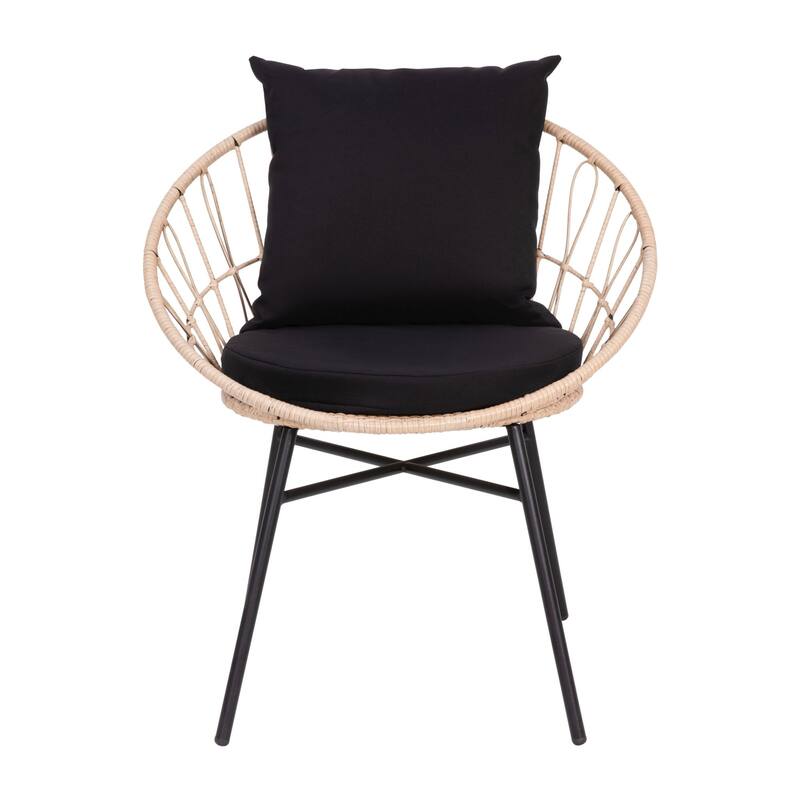 Indoor/Outdoor Boho Rattan Rope Chairs with Back & Seat Cushions