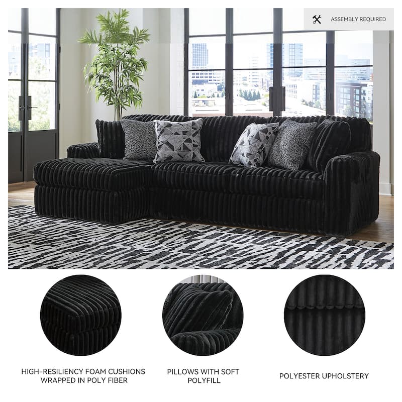 Signature Design by Ashley Midnight-madness Black 2-Piece Sectional Sofa with Chaise - 120" W x 65" D x 40" H