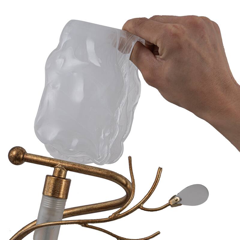 2-Light Wall Sconce with Floral Branch Design and White Glass Shades