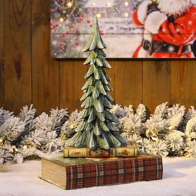 Glitzhome 14.75"H Resin Christmas Table Tree Decor