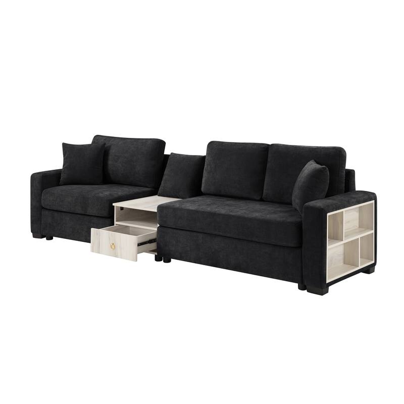 Roomfitters Modern Modular Sofa Couch with Storage Armrest and Center Console, 111 Inch