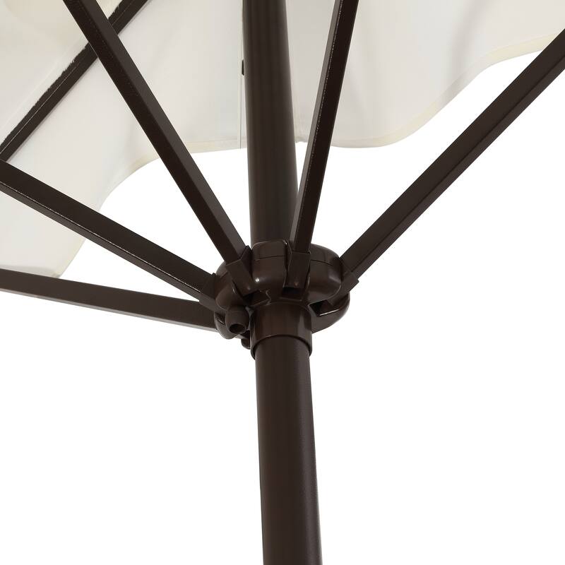 9ft Half Market Umbrella, Scalloped, Crank, Tilt, UV, by JONATHAN Y