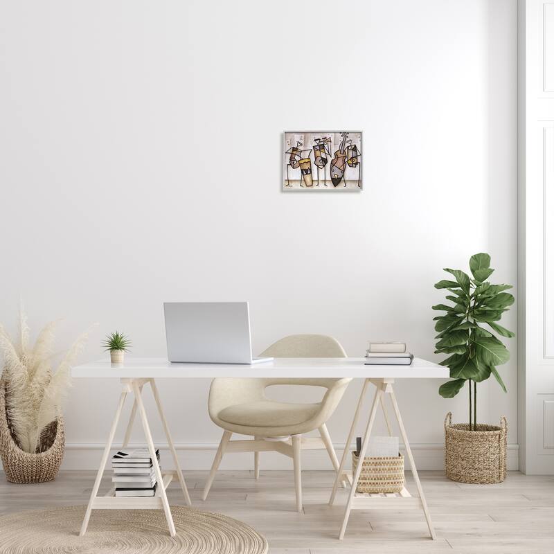 Stupell Musical Trio Abstract Modern Painting Black Framed Wall Art, Design By Artist Eric Waugh - Brown