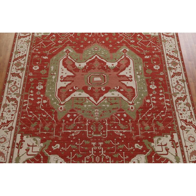 Red Heriz Serapi Turkish Oriental Area Rug Hand-knotted Wool Carpet - 9'9" x 13'0"