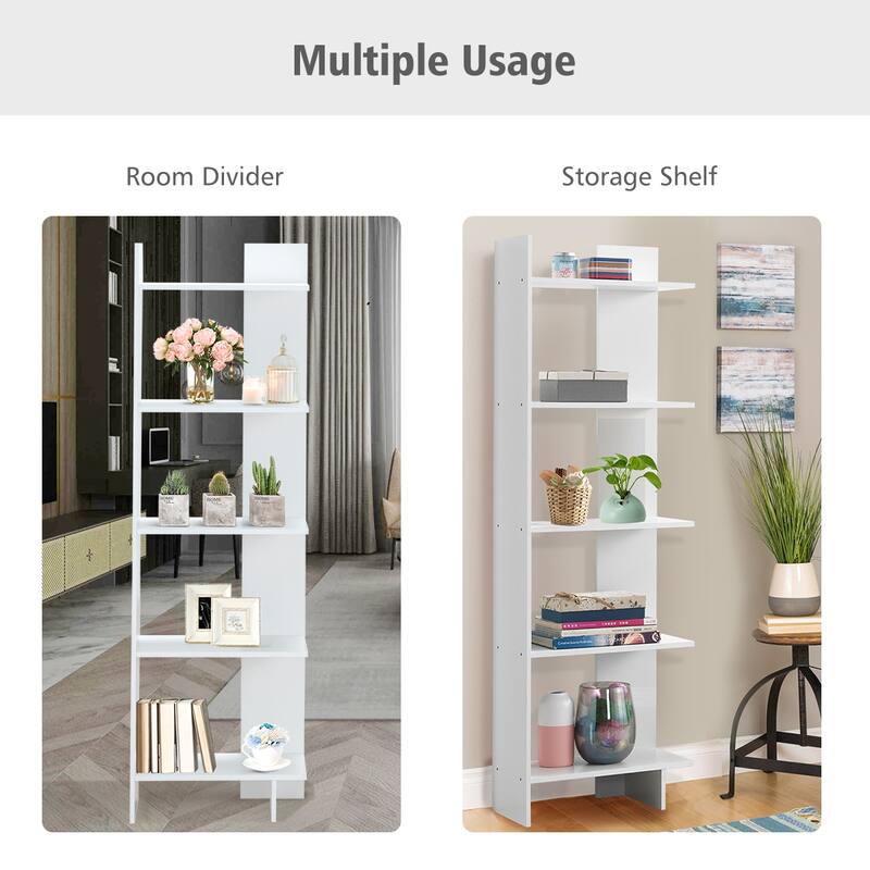 Costway Set of 2 Bookcase Storage 5-Tier Open Shelf Display Room - 2 PCS