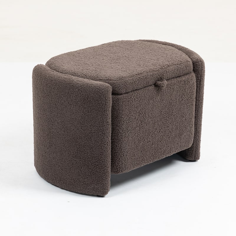 Modern Accent Chair with Wood Frame, Upholstered Ottomans Chairs
