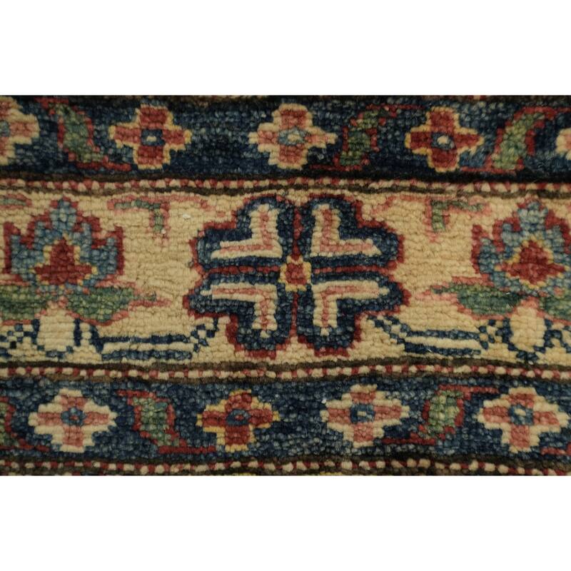 Hand Knotted Oriental 100% Wool Carpet Traditional Geometric Red Super Kazak Area Rug - 5' 7'' X 3' 9''