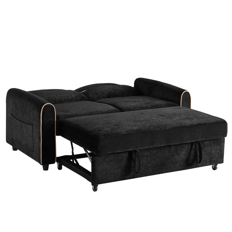 GDFStudio - 58" Chenille Convertible Sleeper Sofa with USB