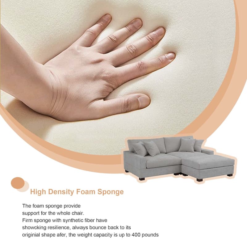 Oversized Chenille Modular Sectional Sofa Living Room Set with Ottoman