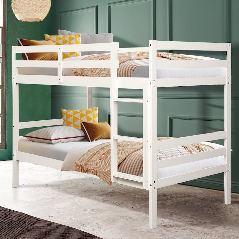 Twin Bunk Bed Children Wooden Bunk Beds Solid Hardwood - White