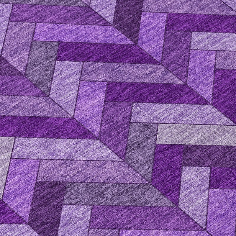 Machine Washable Indoor/ Outdoor Modern Chevron Chantille Rug