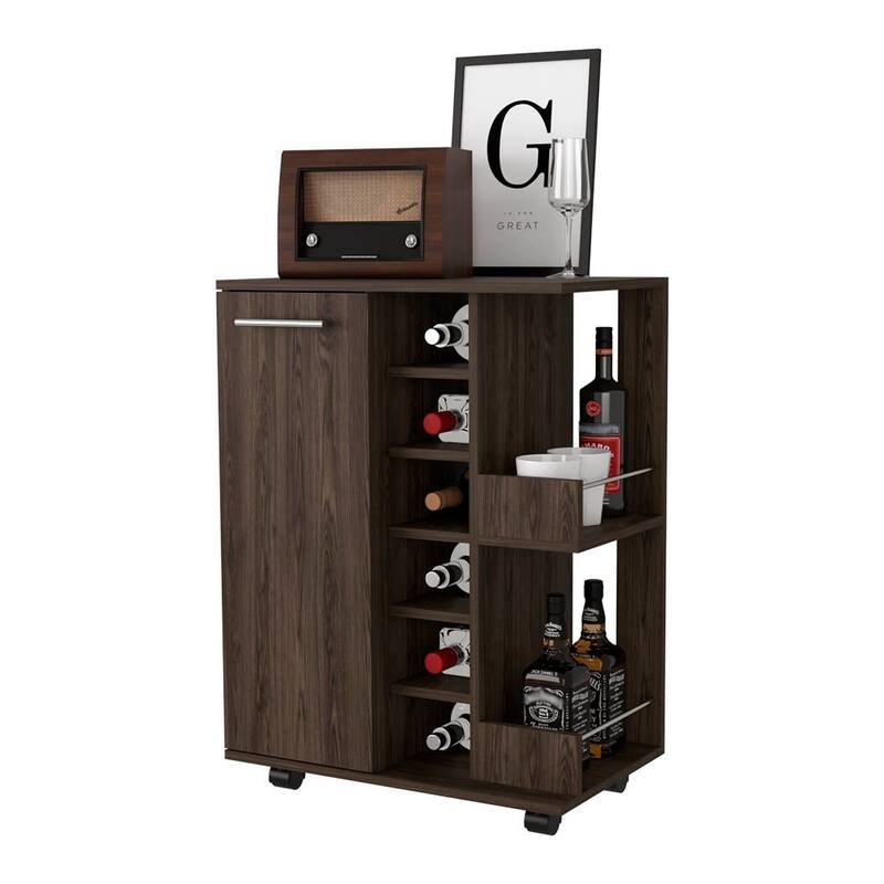 FM Furniture Tennessee Bar Cart, One Cabinet With Division,Black - N/A