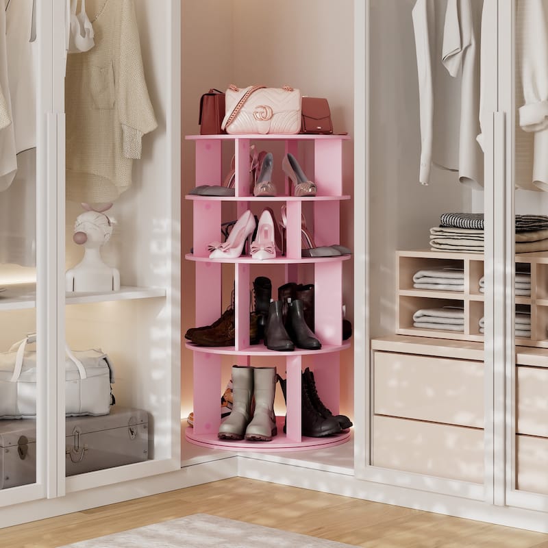 16 Pair Rotating Shoe Rack Tower, Spinning Shoe Storgae Rack - 16 Pair