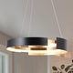 preview thumbnail 1 of 8, Modern LED Gold Black Drum Chandelier Large Pendant Light for Living Room - D19.5"x H 3.3"