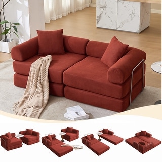 [NEW] Modular Sofa Bed, Convertible, Fixed Frame, Removable Armrests, No Assembly, Corduroy