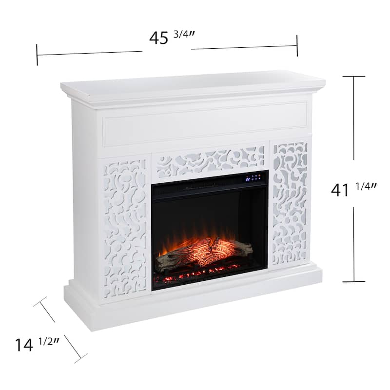 SEI Furniture Westmont Contemporary White Wood Electric Fireplace