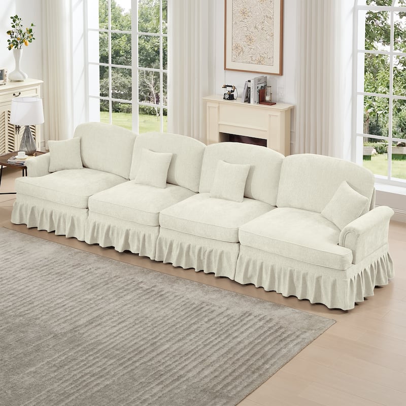 GDFStudio - Elegant Mid Century 4-Seater 137.8" Chenille Sofa with Flared Arms