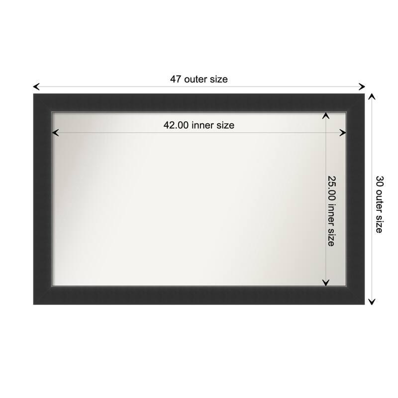Corvino Black Framed Non-Beveled Custom Wall Mirror, Bathroom Vanity Mirror - Outer Size: 47 x 30