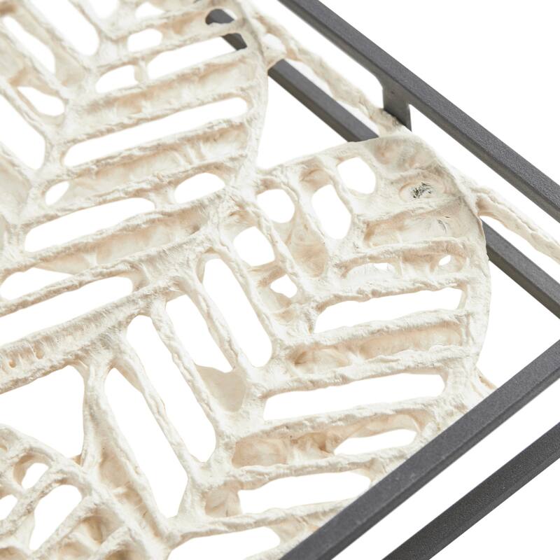 Madison Park Paper Cloaked Leaves Metal Framed Decor Panel