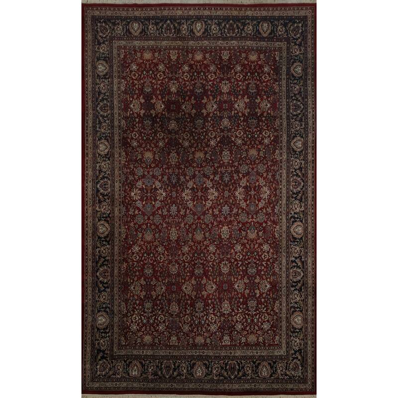 Hand Knotted Oriental 100% Wool Carpet Traditional Floral Red Sarouk Area Rug - 13' 1'' X 8' 10''