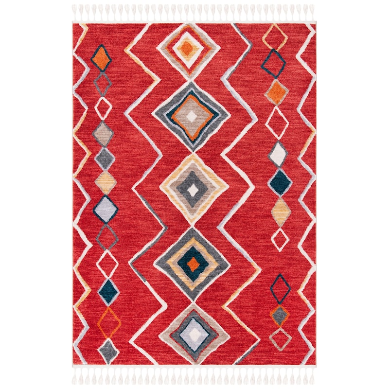 SAFAVIEH Farmhouse Kujtime Moroccan Boho Tassel Rug