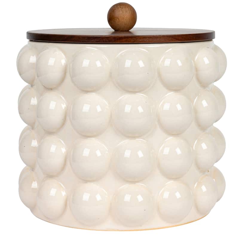 Stoneware Canister with Raised Dots and Lid