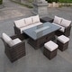 preview thumbnail 6 of 15, Morden Wicker/ Steel 7-piece Outdoor Conversation Firepit Dining Sets