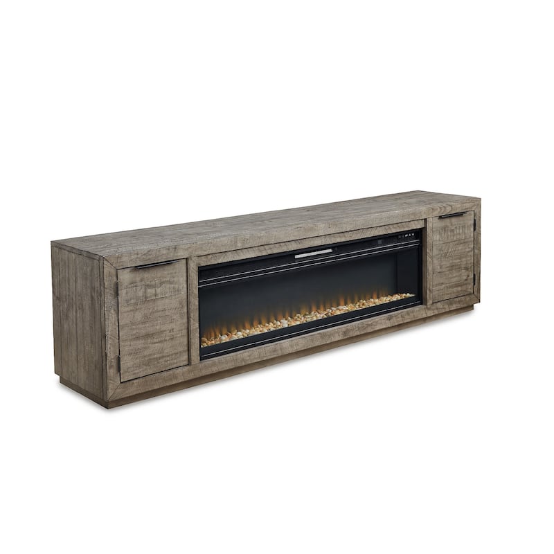 Signature Design by Ashley Krystanza 92" TV Stand for TVs up to 105" with Electric Fireplace - 92"W x 18"D x 25"H