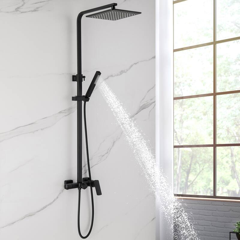 Exposed Wall-Mounted Shower System with tub spout and rough-in Valve
