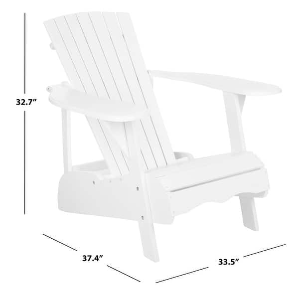 SAFAVIEH Outdoor Living Mopani Adirondack White Acacia Wood Chair - 33.5" W x 37.4" D x 32.7" H