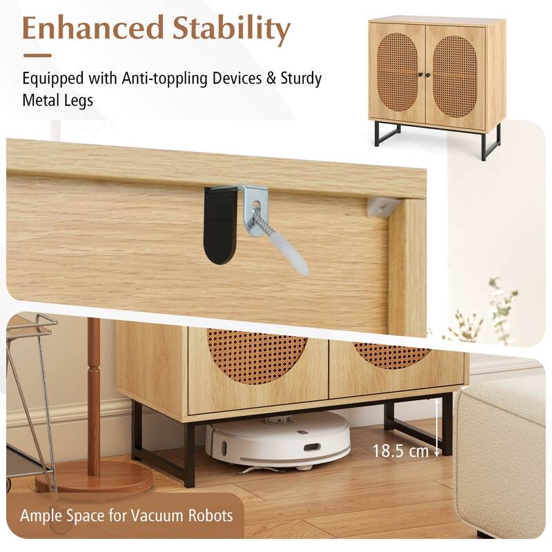 Costway Buffet Cabinet with 2 Doors Adjustable Shelf Metal Legs Accent - See Details