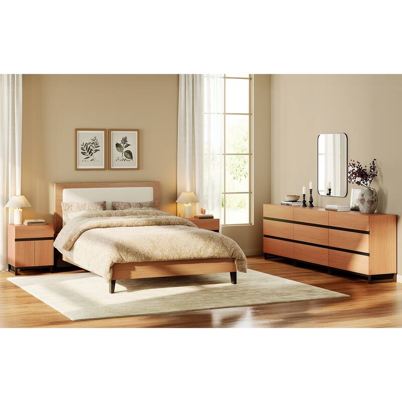 WAMPAT Dresser and Nightstand Set of 3 - 94.5 Inch Dresser+2 Nightstand - Mocha