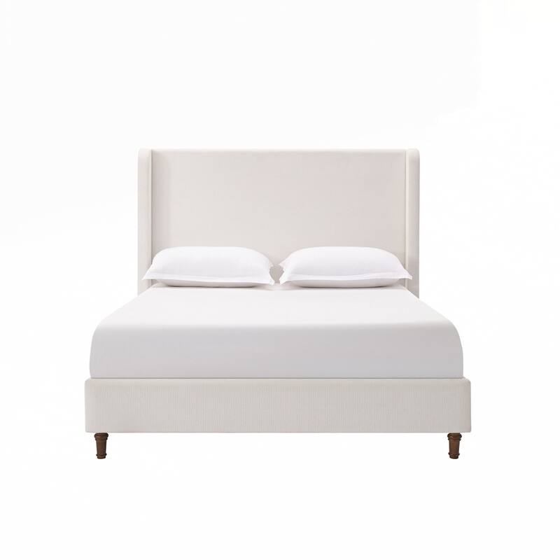 High Headboard Upholstered Platform Bed No Box Spring Needed