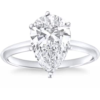 Certified 1.50Ct Pear Shape Diamond Solitaire Engagement Ring Gold Lab Grown