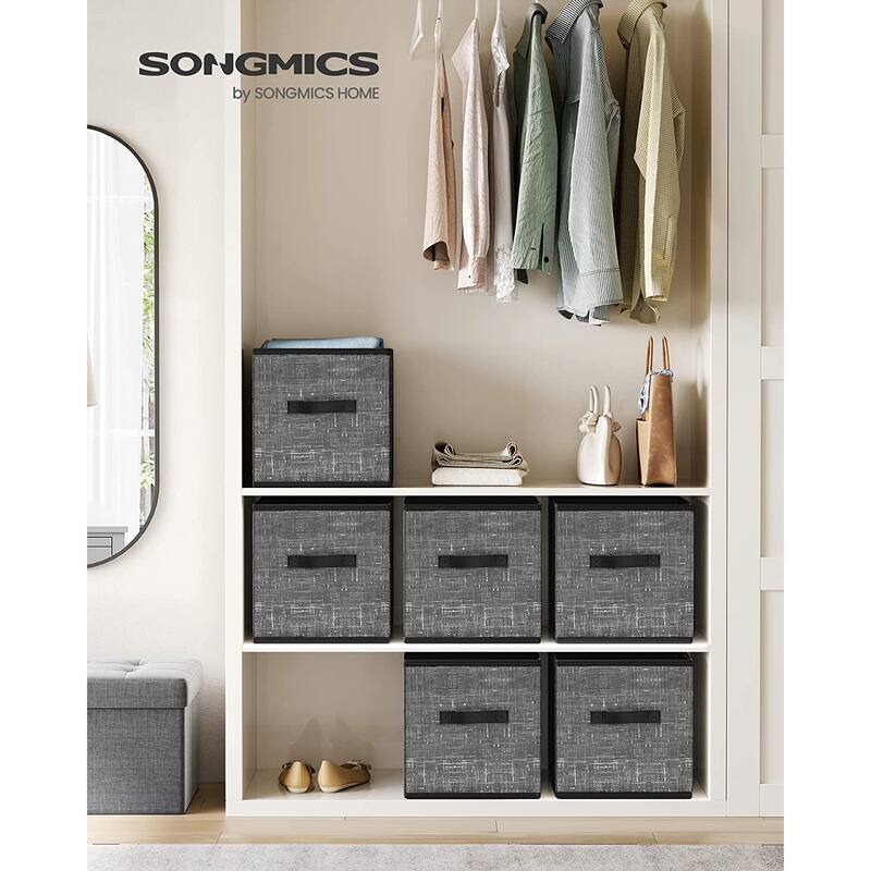 6 Fabric Foldable Storage Cubes with Handles Stylish Print Ideal for Bedroom and Living Room