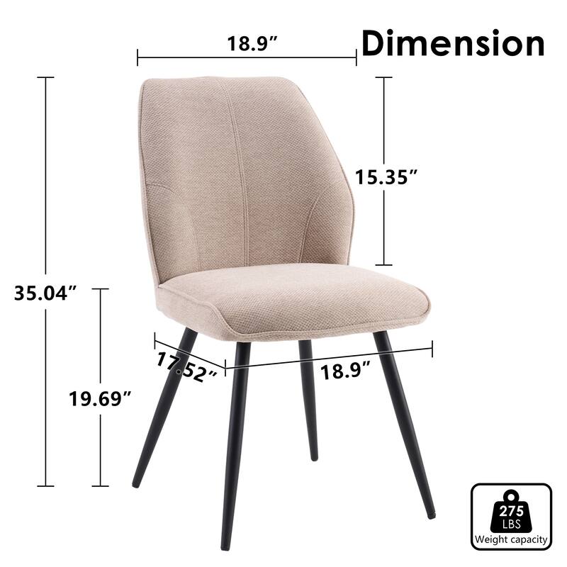 Set of 2 Modern Dining Chairs, Armless Upholstered Side Chairs