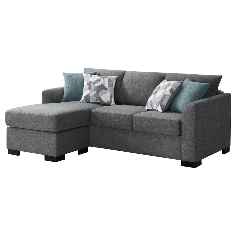 Storia Sleeper Sectional Chaise Sofa, Heather Gray, 4 Pillows, 84 Inch