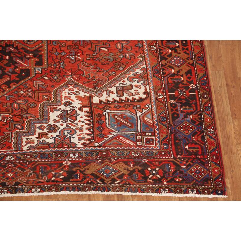 Hand Knotted Oriental 100% Wool Carpet Traditional Medallion Oranges & Rust Heriz Area Rug - 12' 10'' X 9' 2''
