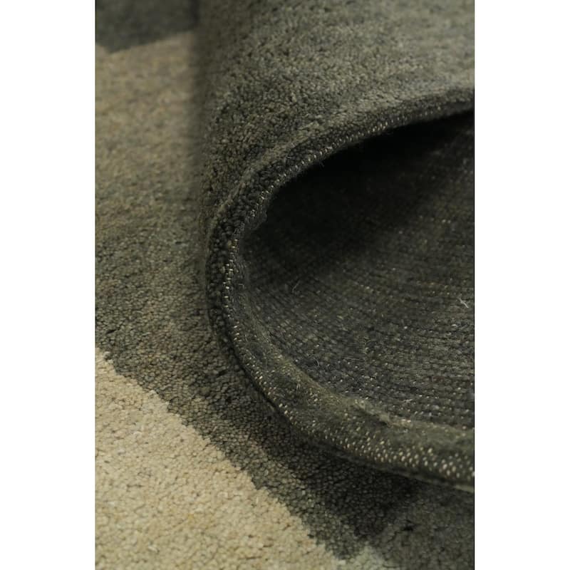 Hand Knotted Oriental 100% Wool Carpet Modern Geometric Green Gabbeh Area Rug - 7' 11'' X 6' 5''