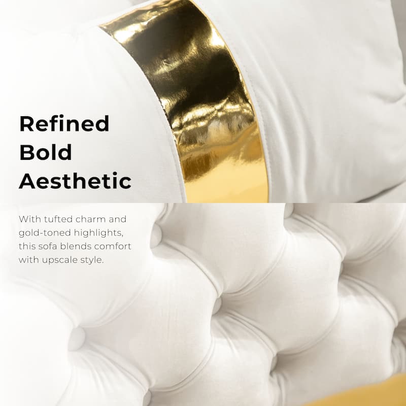 Furniture of America Urgoto Glam Beige Polyester Fabric Button Tufted Arm Chair