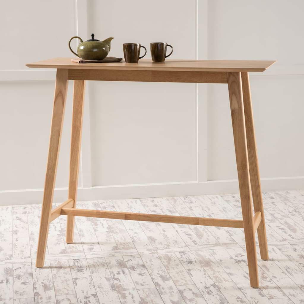 Wood Bar Table, Natural Oak Finish, 17.72 in x 47.24 in x 42.01 in