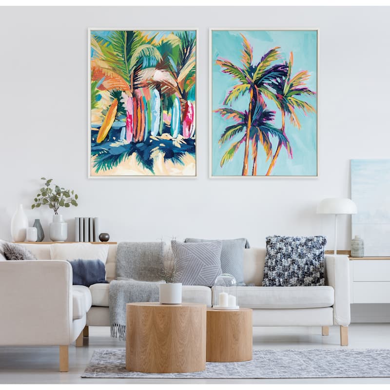Kate and Laurel Sylvie Surf and Sand Canvas Art Set by Rachel Christopoulos