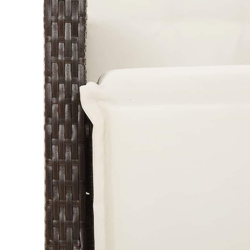 vidaXL 5 Piece Patio Dining Set with Cushions Brown Poly Rattan - 79.4x36.2x100.8