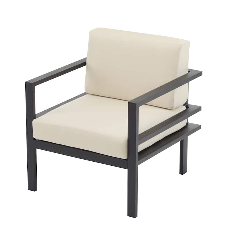 Christopher Knight Home - PureNest 27.7'' Outdoor Lounge Chair with Aluminum Frame, Weather-Resistant Cushions, Sleek Design