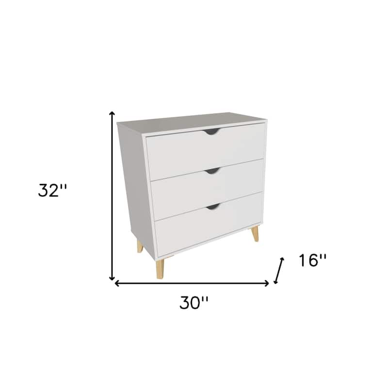 HomeRoots 30" White Three Drawer Dresser