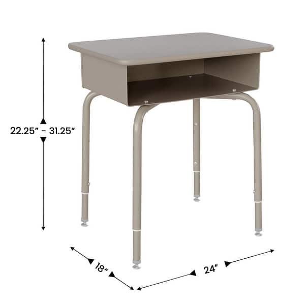 dimension image slide 2 of 8, Student Desk with Open Front Metal Book Box & Flex Comfort Chair - 24"W x 18"D x 22.25" - 31.25"H