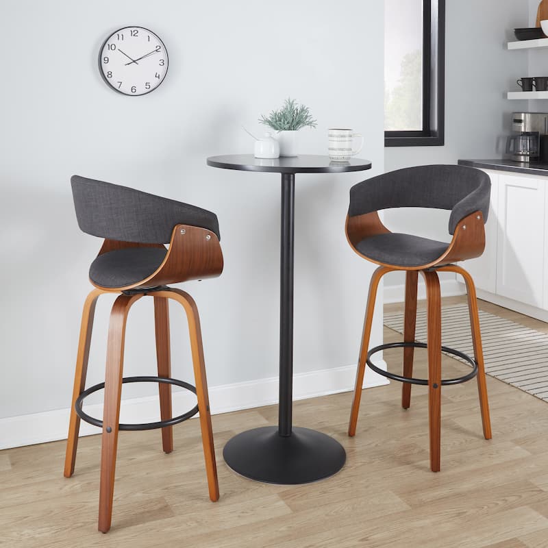 Carson Carrington Sauda 30" Fixed-Height Bar Stool with Bent Wood Legs (Set of 2)