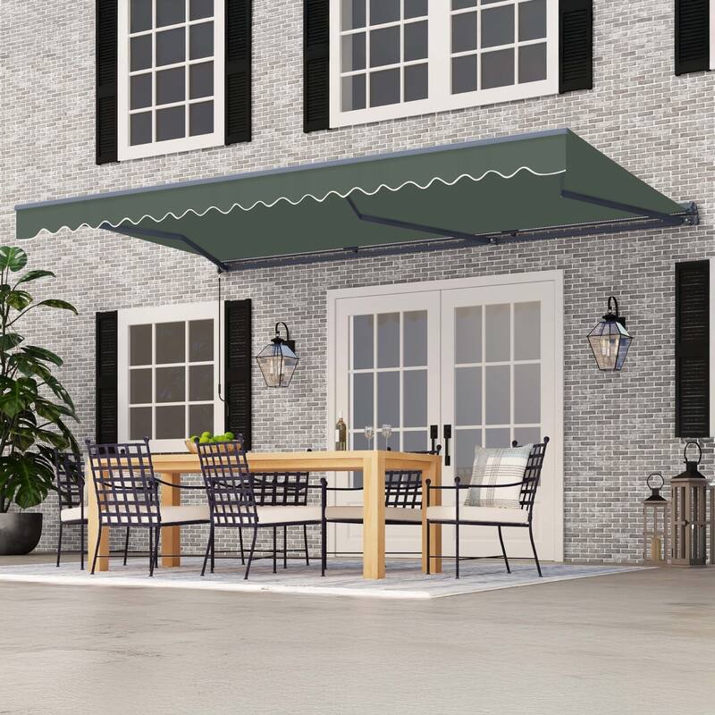 ALEKO Moroccan Semi-Cassette Motorized Patio Awning - Forest Green - 20 x 10 Feet
