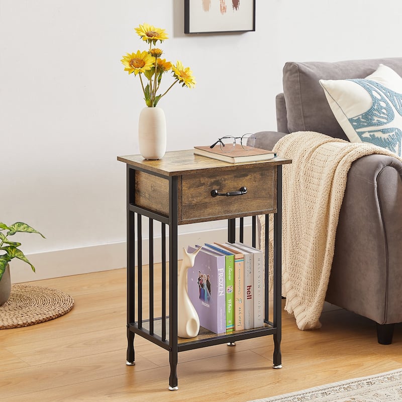 Javlergo Nightstand with 1-Drawer and Shelf for Bedroom Living Room